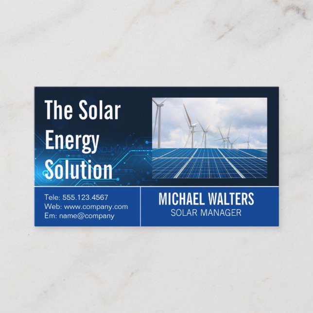 Windmill and Solar Panels | Energy Business Card (Front)