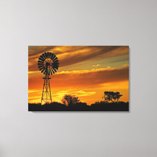 Windmill and Sunset, William Creek, Oodnadatta Canvas Print