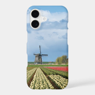 Windmill and tulips landscape