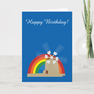 Windmill at a rainbow background card