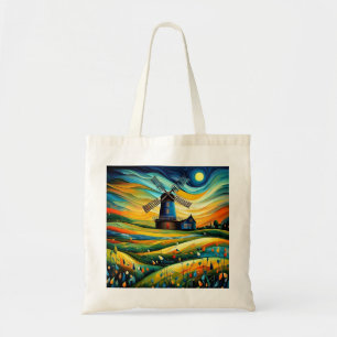 Windmill at night 8 tote bag