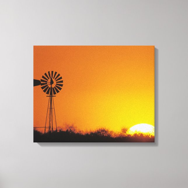 Windmill at sunset, Sinton, Texas, USA Canvas Print (Front)