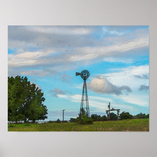 Windmill Bird Flock Poster (Front)