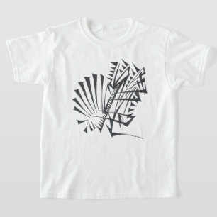 Windmill Black White Abstract Tribal Tattoo Art T-Shirt