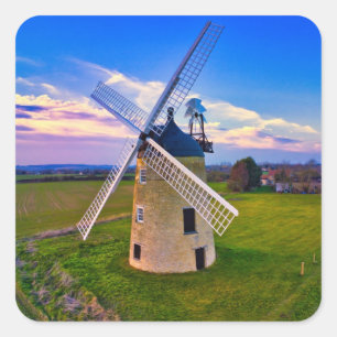 Windmill Blue Sky Square Sticker