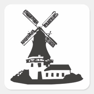 Windmill Building Square Sticker