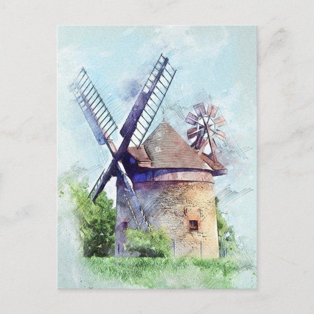 Windmill Drawing  Postcard (Front)