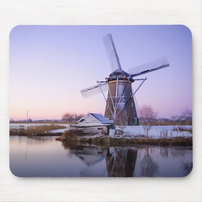 Windmill during sunrise in Holland mousepad (Front)