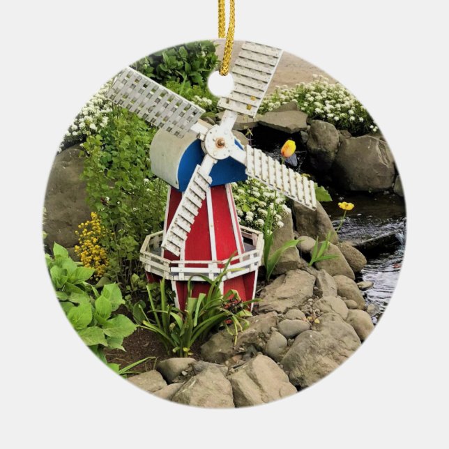 Windmill Garden Ceramic Ornament (Front)