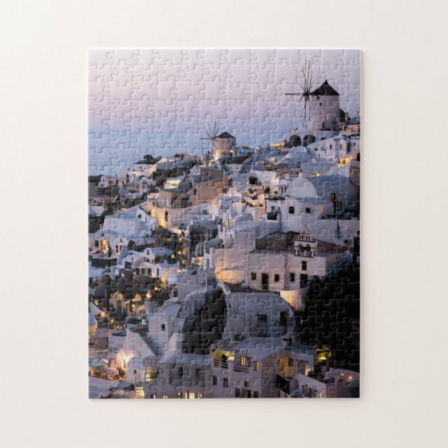 Windmill Greece Santorini Summer Houses Sea Jigsaw Jigsaw Puzzle (Vertical)