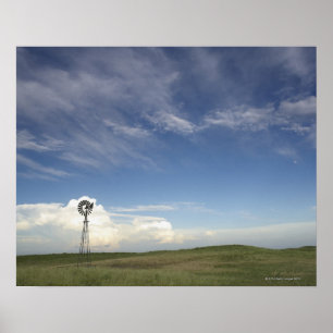 Windmill in Field Poster