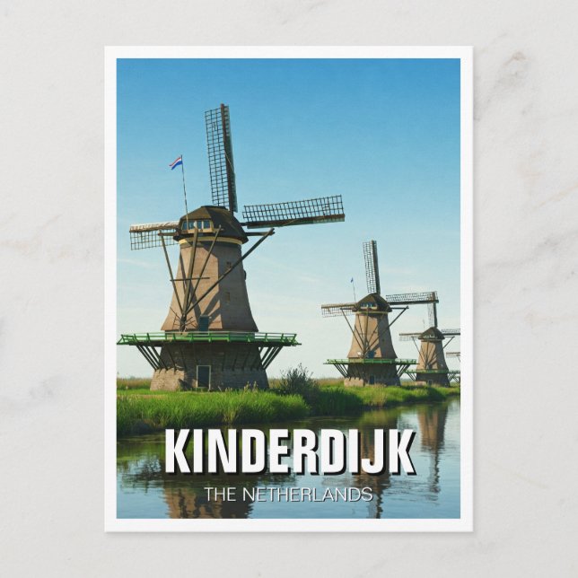 Windmill in Kinderdijk Netherlands Postcard (Front)