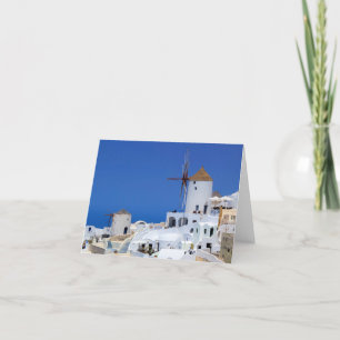 Windmill in Oia, Santorini, Greece Card