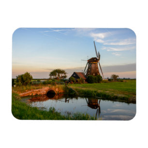 Windmill in rural Holland rectangular magnet