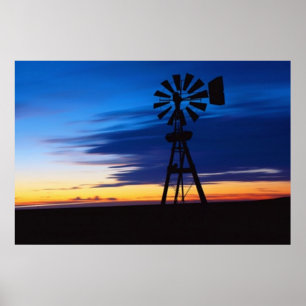 Windmill in the Blue Poster