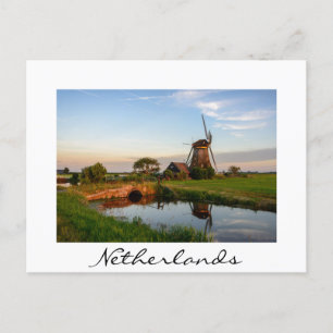Windmill in the countryside in Holland white card