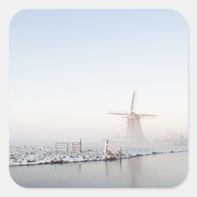 Windmill in the snow in winter sticker (Front)