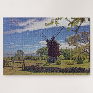 Windmill Landscape Estonia Island Of Saaremaa Jigsaw Puzzle
