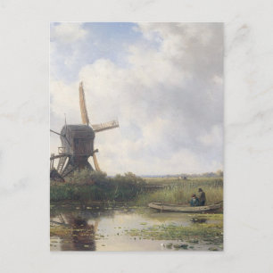 Windmill Landscape - Willem Roelofs Postcard
