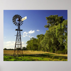 Windmill near Hume Highway, Victoria, Australia Poster