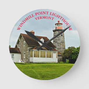Windmill Point Lighthouse Vermont Round Wall Clock