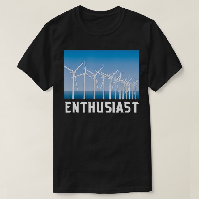 Windmill Renewable Energy Enthusiast  Wind Turbine T-Shirt (Design Front)