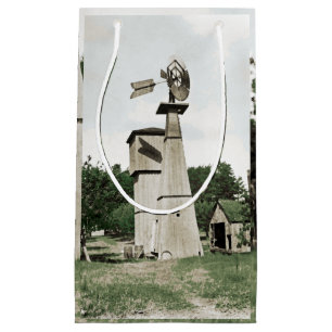 Windmill Rural Farm 1890's Colorsplash Watercolor Small Gift Bag