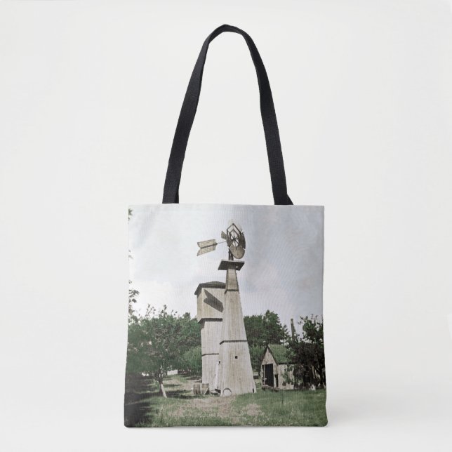 Windmill Rural Farm 1890's Colorsplash Watercolor Tote Bag (Front)