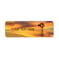 Windmill Silhouette at Sunset Labels