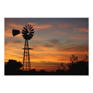 Windmill Silhouette Photo Print
