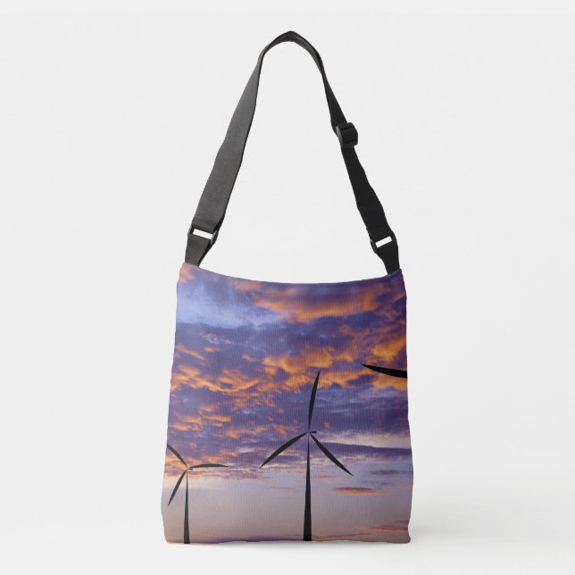 Windmill Turbine at Sunset Crossbody Bag (Front)