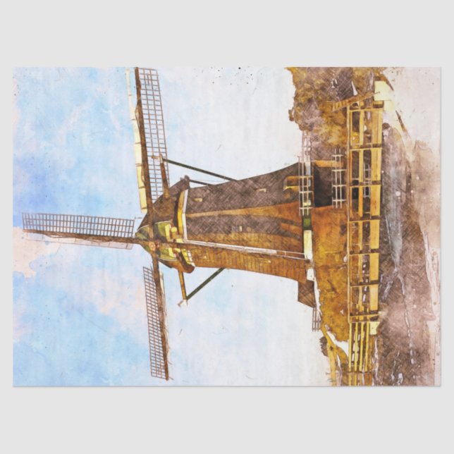Windmill Vintage Urban Decoupage  Tissue Paper (Front)