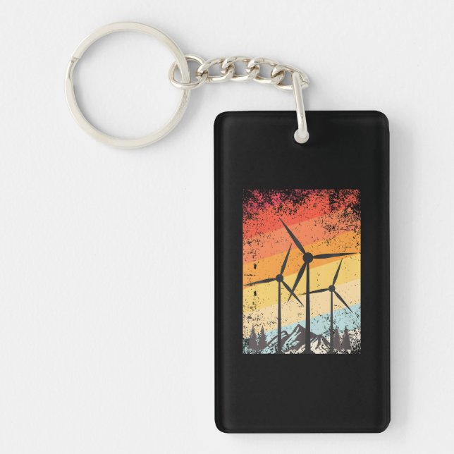 Windmill Wind Energy Farm Turbine Environment Keychain (Front)