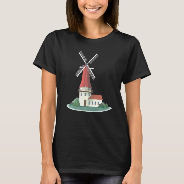 Windmill Wind Green Energy Renewable Storage Power T-Shirt (Front)