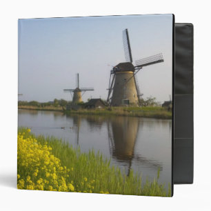 Windmills along the canal in Kinderdijk, Binder