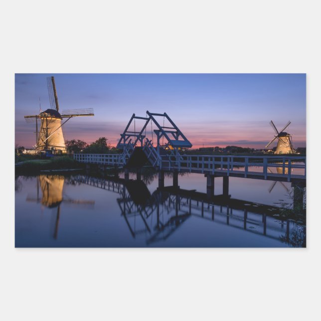 Windmills and a drawbridge rectangular sticker (Front)