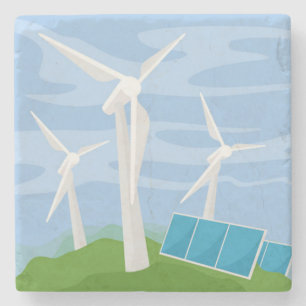Windmills and Solar Cells Stone Coaster