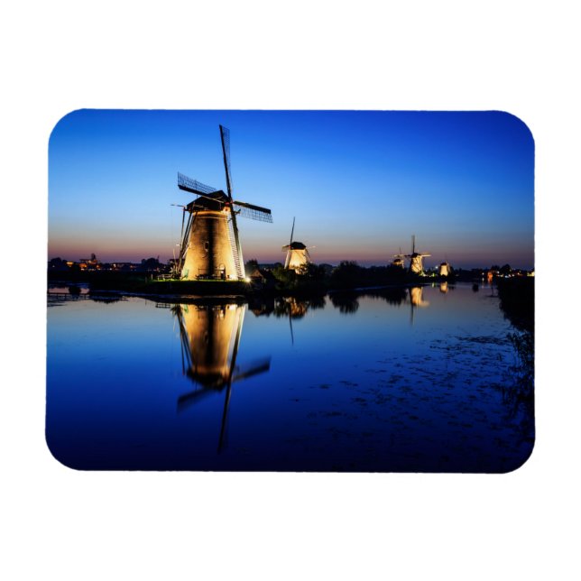 Windmills at Blue Hour rectangular magnet (Horizontal)