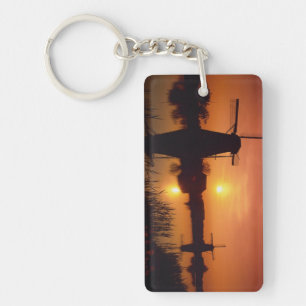 Windmills at sunset, Kinderdijk, Netherlands Keychain