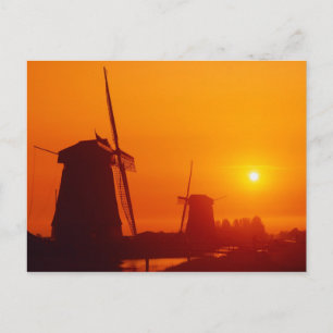 Windmills at sunset, Schermerhorn, Netherlands Postcard