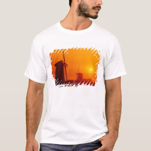 Windmills at sunset, Schermerhorn, Netherlands T-Shirt