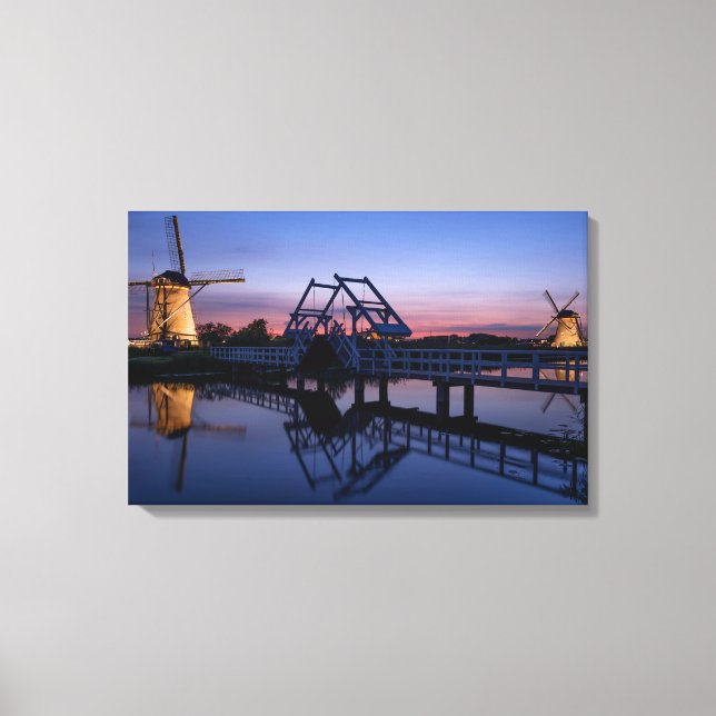 Windmills et pont-levis à l'impression de toile co (Recto)