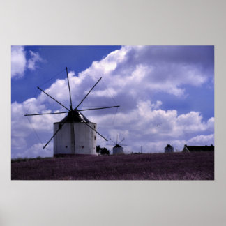 Windmills in Portugal Poster
