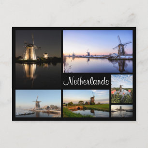 Windmills in the Netherlands collage postcard