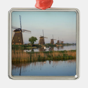 Windmills, Kinderdijk, Netherlands Metal Ornament