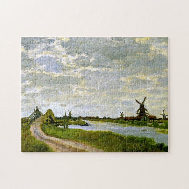Windmills Near Zaandam Monet Fine Art Jigsaw Puzzle (Horizontal)