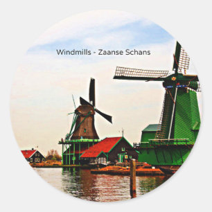 Windmills-Zaanse Schans Classic Round Sticker