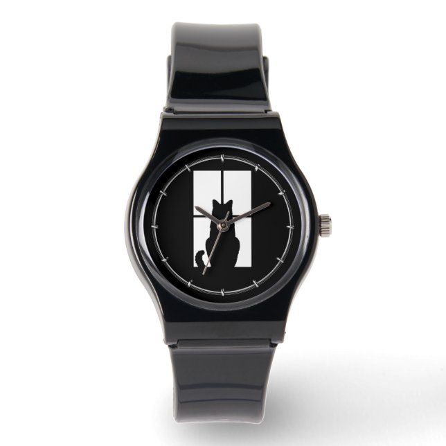 Window Black Cat Click to Customize a colour decor Watch (Front)