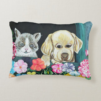 Window Box Pets Pillow, Cotton Decorative Pillow