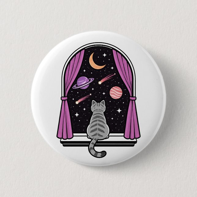 Window Cat 2 Inch Round Button (Front)